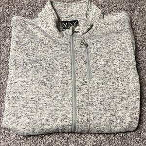 Marc New York Heathered Gray Knit Zip Up Jacket